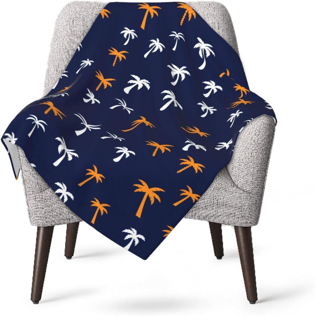 Coconut Palm Tree Throw Blankets All Season Ultra Soft Warm Summer Tropical Theme Fleece Blanket for Home Bed Sofa Couch Chair O