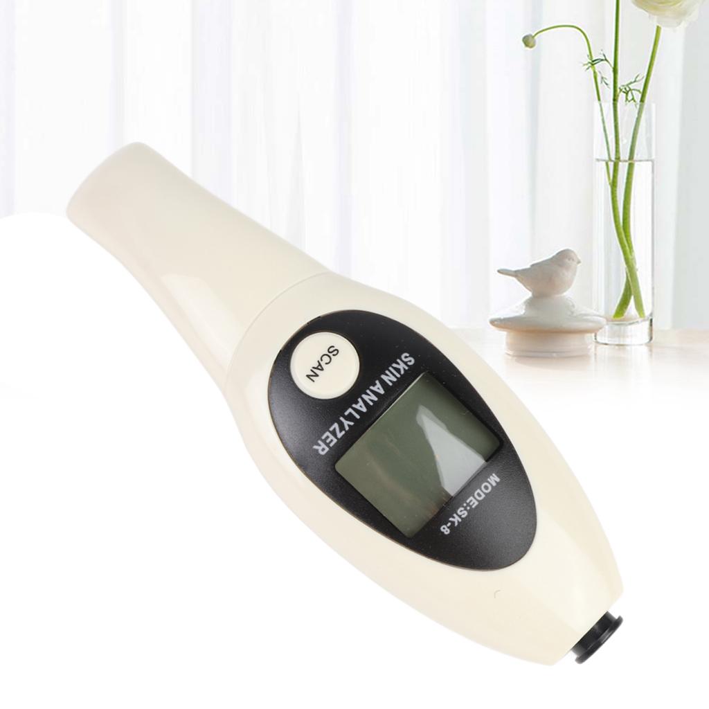 Digital LCD Display Precision Skin Sensor Tester Facial Moisture Water Oil Analyzer (White)