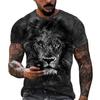 Summer Men's T-shirt with Lion Pattern 3D Digital Printing Round Neck Short Sleeved T-shirt Hip-hop Casual Shirt