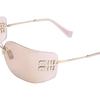 Miu Miu Logo Embossed Decorative Metal Irregular Shape Sunglasses Women sunglasses Gold SMU54Y-ZVN20F