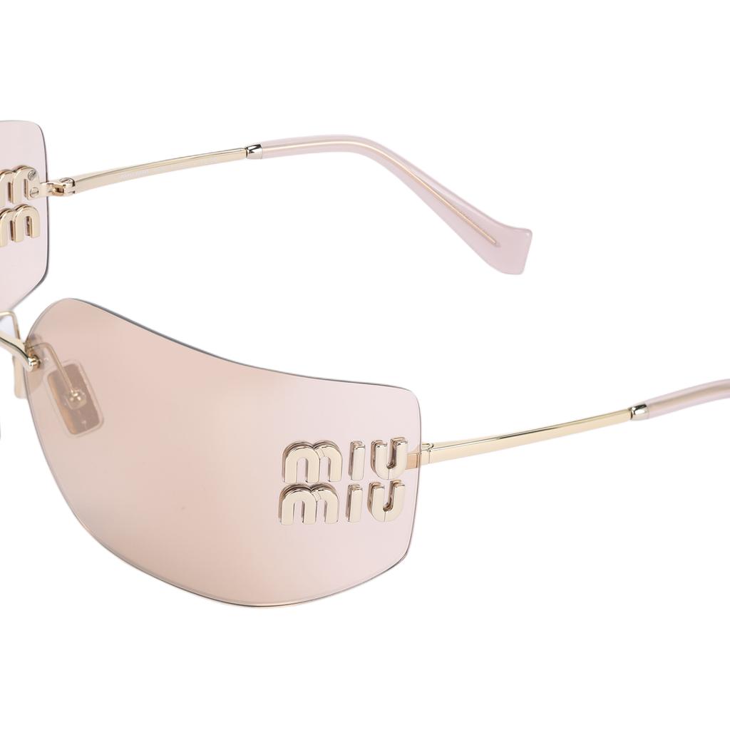 Miu Miu Logo Embossed Decorative Metal Irregular Shape Sunglasses Women sunglasses Gold SMU54Y-ZVN20F