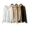 Women's Retro Hong Kong Style Satin Blouse - Long Sleeve, All-Match Drape, Niche Design for Spring & Autumn 2022