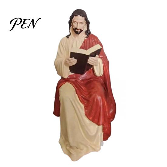 Religieuze Hars Ornamenten Jezus en Maagd Maria Lezen Boekenplank Beeldjes, Zittende Beelden, Christelijke Beelden voor Huisplank Decoratie, Katholieke Beelden