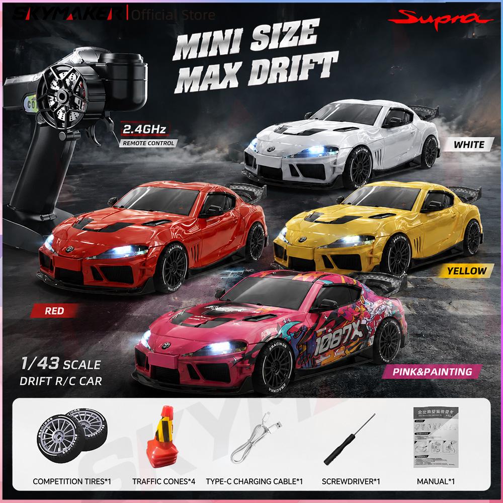 New Professional 1:43 Scale Mini RC Drift Car 4WD 2.4GHz Remote Control with Gyroscope Cool LED Lights Rechargeable Racing Car Toys Gifts for Children