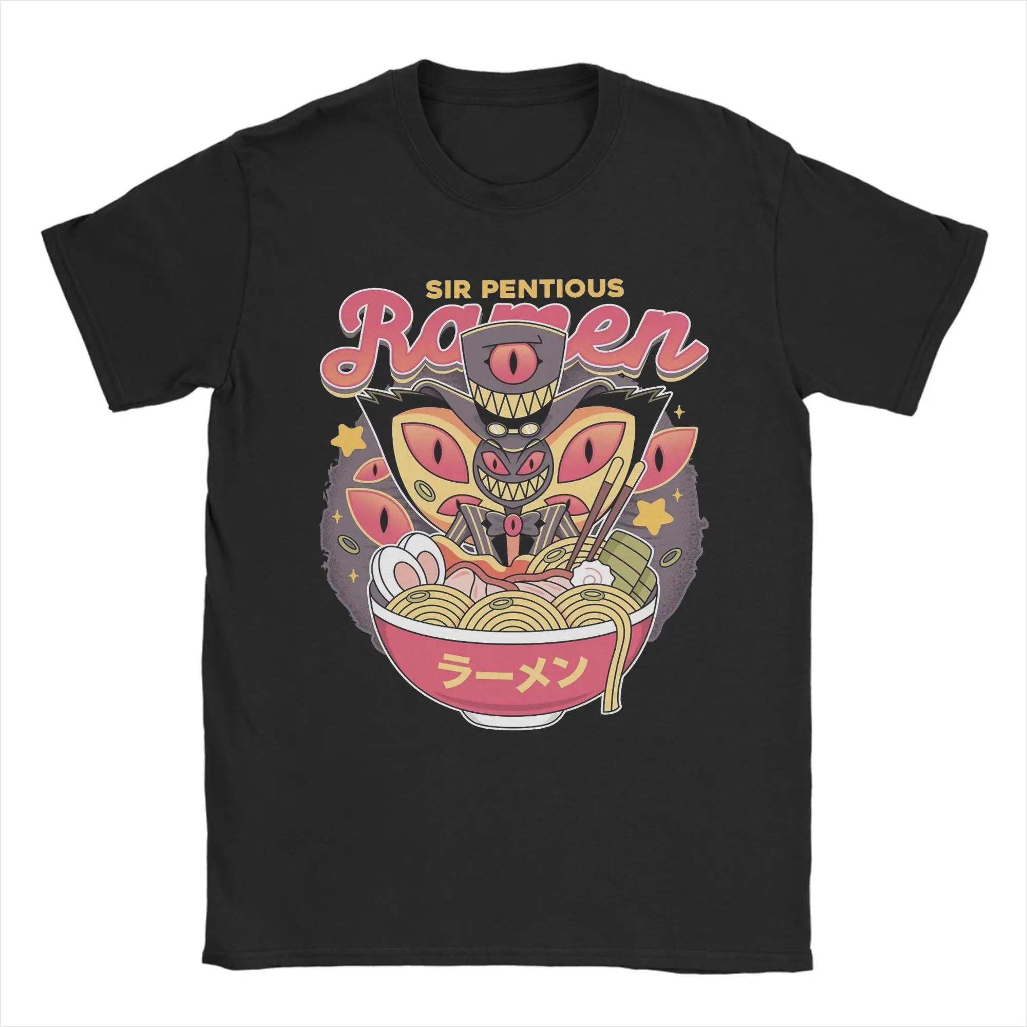 

2026 New Soft Hazbins Hotels Sir Pentious Ramen T-Shirt Men Funny 100 Cotton Tee Shirt Round Neck Short Sleeve T Shirt Cloth... S разноцветный
