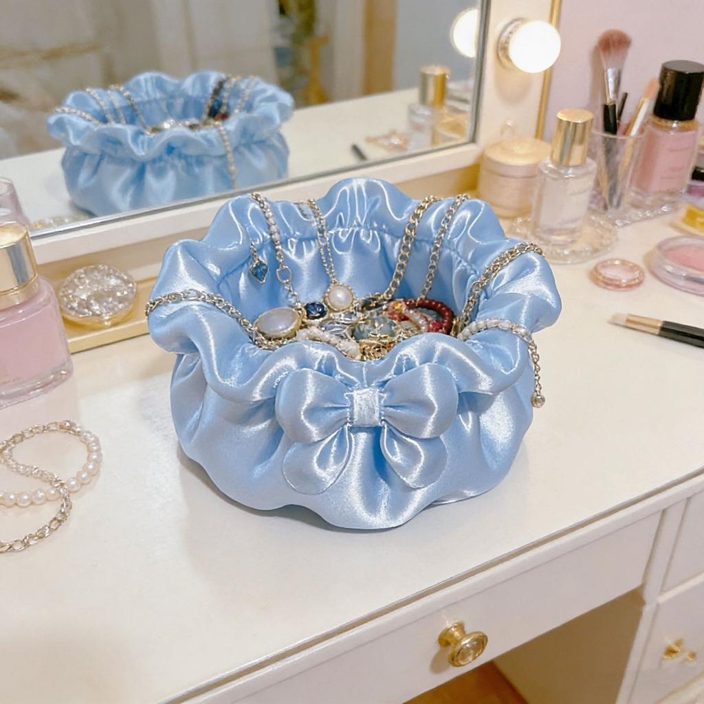 Petal-Shaped Bow Decorative Boxes 3D Printed Satin Finish Desktop Organizers Cute Sweet Desktop Storage for Jewelry & Stationery