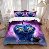 3pcs Cosmic Blue Cat Bedding Set Down Comforter Cover and Pillowcases, Suitable for Guest Room Home Decoration All Seasons(No Insert) S0819033