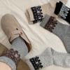 Atmosphere Medium Wool Socks Vintage Style Bow Feather Yarn Home Leisure Heat Storage Winter Warm Socks