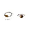 Silver Opening Ring Round Oval Finger Ring Aesthetic Stone Eye Ring  Gift