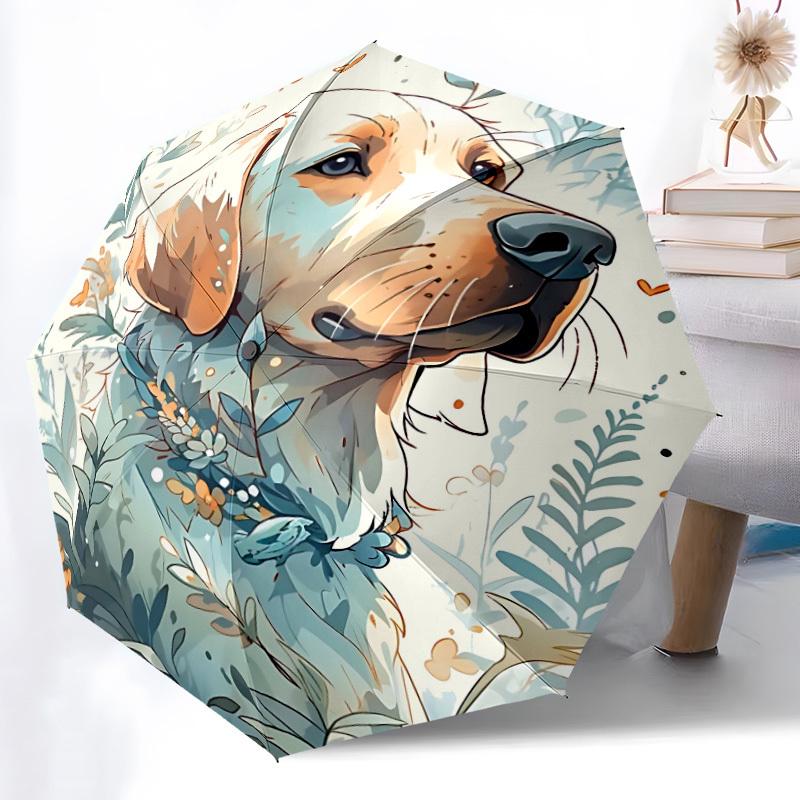 1pc Floral Pet Puppy Fashionable Automatic Opening/Closing Folding Umbrella with 8 Bones, Windproof Portable, Daily Use030
