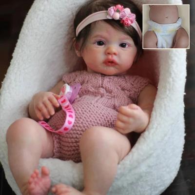 48cm Whole Body Silicone Vinyl Meadow Bebe Reborn Girl Toddler Doll with Rooted Hair Handmade Lifelike Newborn Baby Doll Toys for Children's Day Gifts