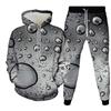 Funny Fresh Water Droplets on Purple Leaves Print Men's Hoodie Pants 2-Piece Outfits Men Hooded Sweatshirt Sets Tracksuit Suits