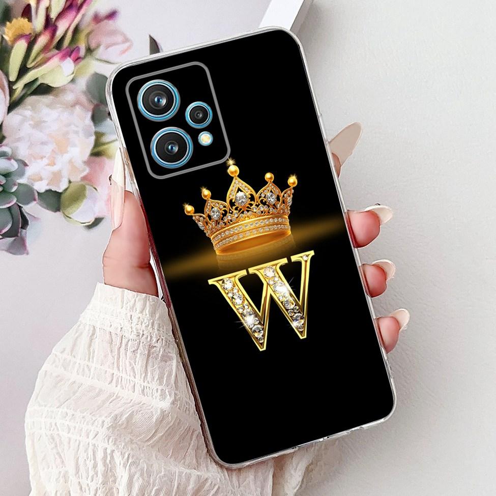 6.4" For Realme 9 Pro Plus Case RMX3392 Clear Fashion Luxury A-Z Letters Soft Bumper Cover For Realme 9 Pro+ Phone Case RMX3393