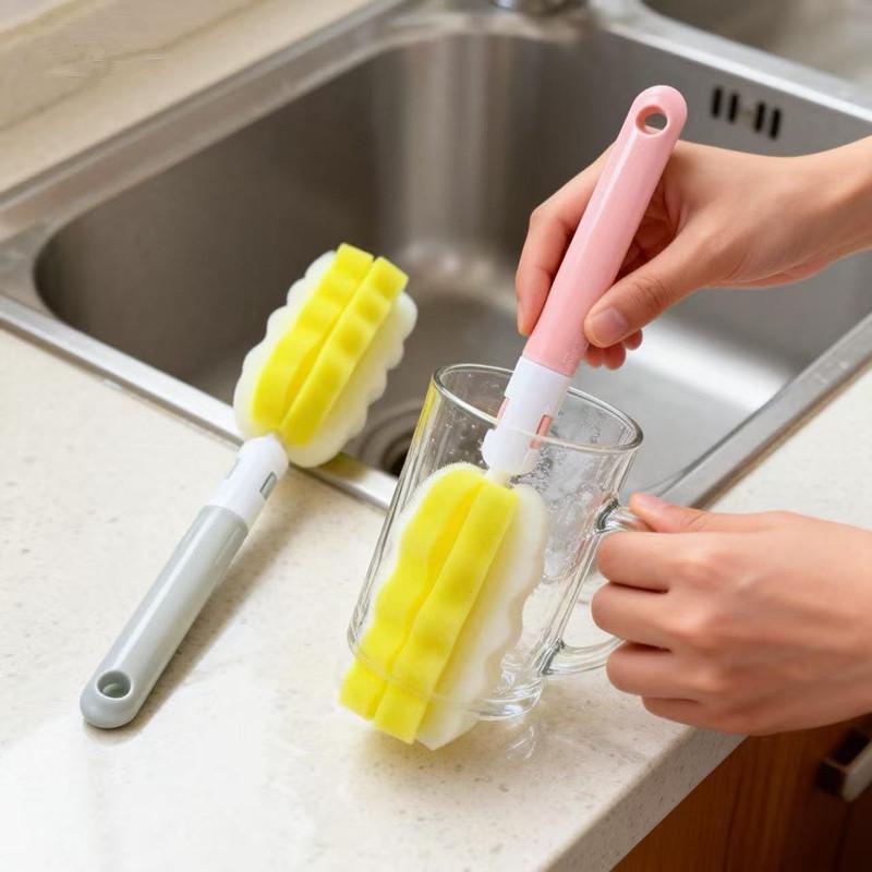 Detachable Baby Bottle & Glass Cleaning Brush with Sponge Head