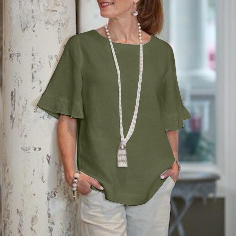 

Женская повседневная летняя блузка с круглым вырезом и половиной рукавов