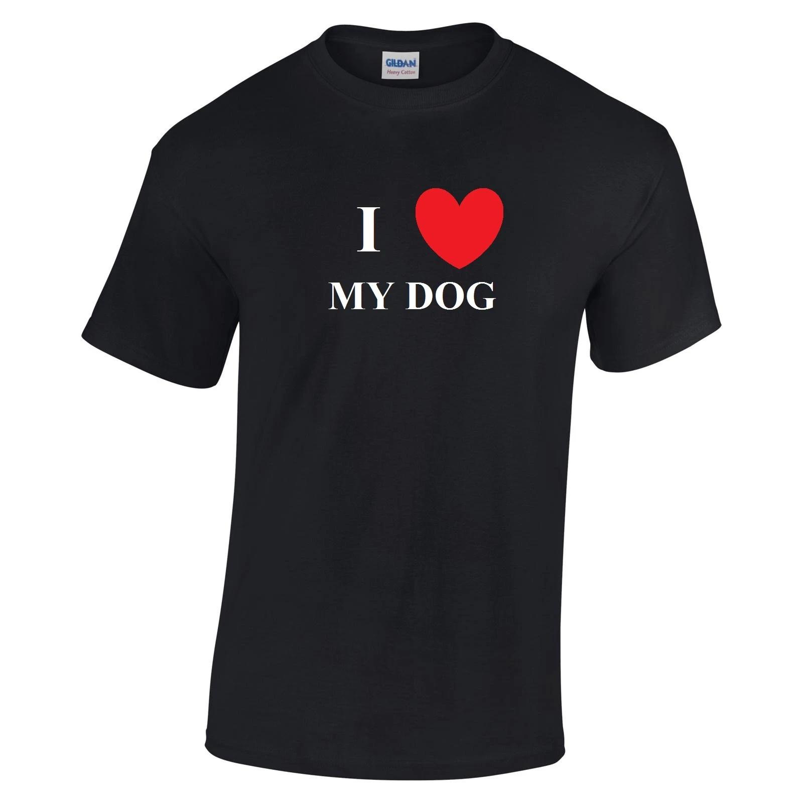 I HEART My Dog Gift LOVE T-Shirt Black White Cotton Shirt S - 5XL S