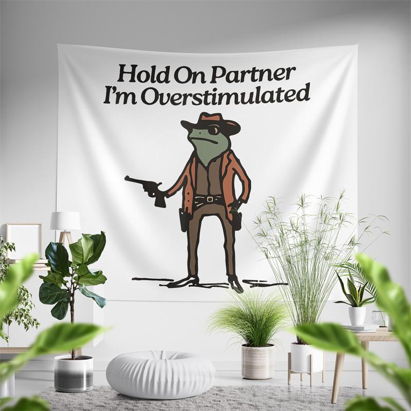 

Aertemisi Hold On Partner Im Overstimulated Cowboy Frog Tapestry Wall Hanging Art for Bedroom Living Room College Dorm Party 74x94cm(29x37in)