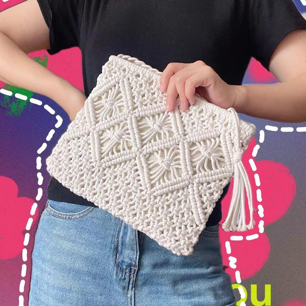 2025 Woven Tassel One-Shoulder Crossbody Clutch