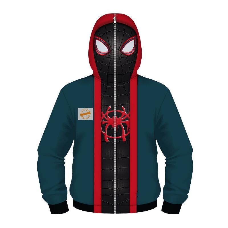 Boys Spring Autumn Spider Series 3D Digital Print Kids Roleplay Masked Long Sleeve Hooded Sweatshirt Kids