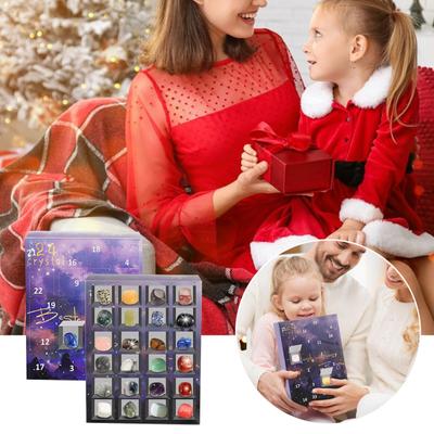 Calendario de Adviento navideño con piedras preciosas Calendario de cuenta regresiva de 24 días para Navidad con piedras preciosas Cuenta regresiva navideña con piedras preciosas