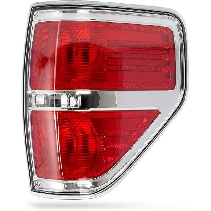 RANSOTO F150 Right Tail Light Compatible With Ford F-150 2009 2010 2011 2012 2013 2014 Chrome Trim Passenger Side