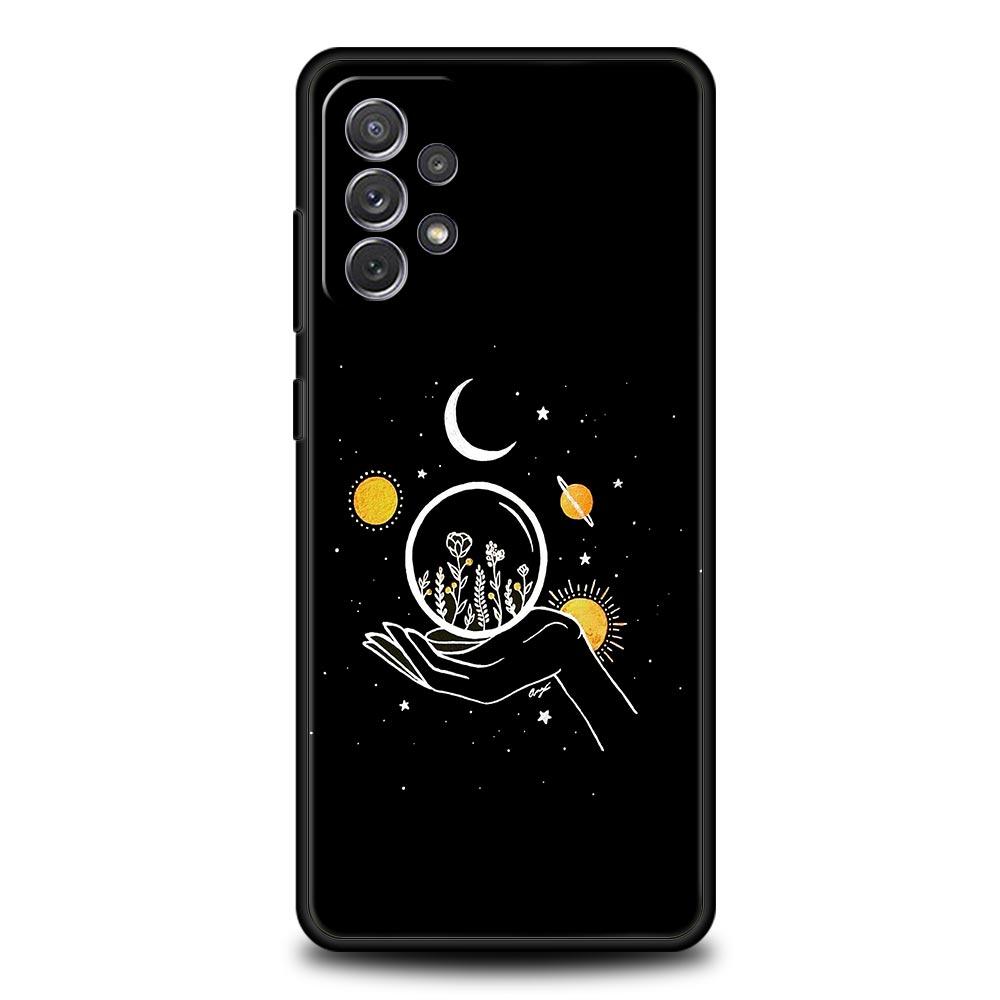Simplicity Line Art Sun Moon Case For Samsung A15 A13 A51 A71 A41 A31 A21S A03S A05 A12 A32 A52 A23 A25 A33 A53 A73 5G Cover