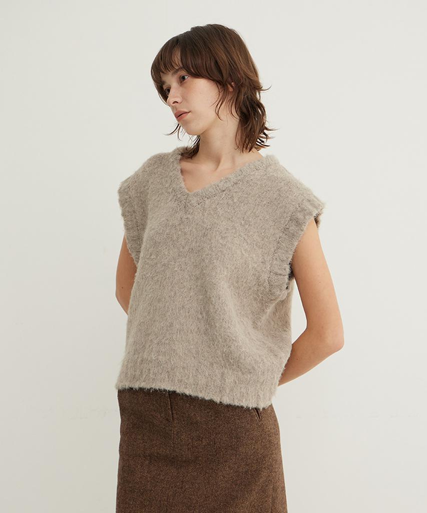 STEP AROUND Brushed Knit Vest_Sand Stone