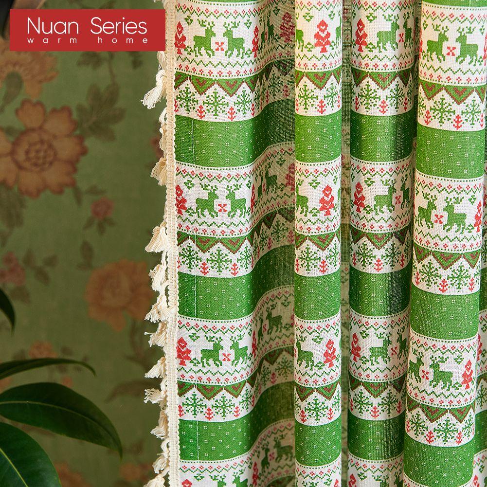 1PC Nuan Series Fashionable and Versatile Bohemian Style Cotton and Linen Comfortable Tassel Curtains for Small Windows Balcony