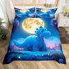 Colourful Dinosaur Duvet Cover For Kids Boys Girls Cartoon Dino Comforter Cover Floral Grass Mountain Bedding Set Wild Animal