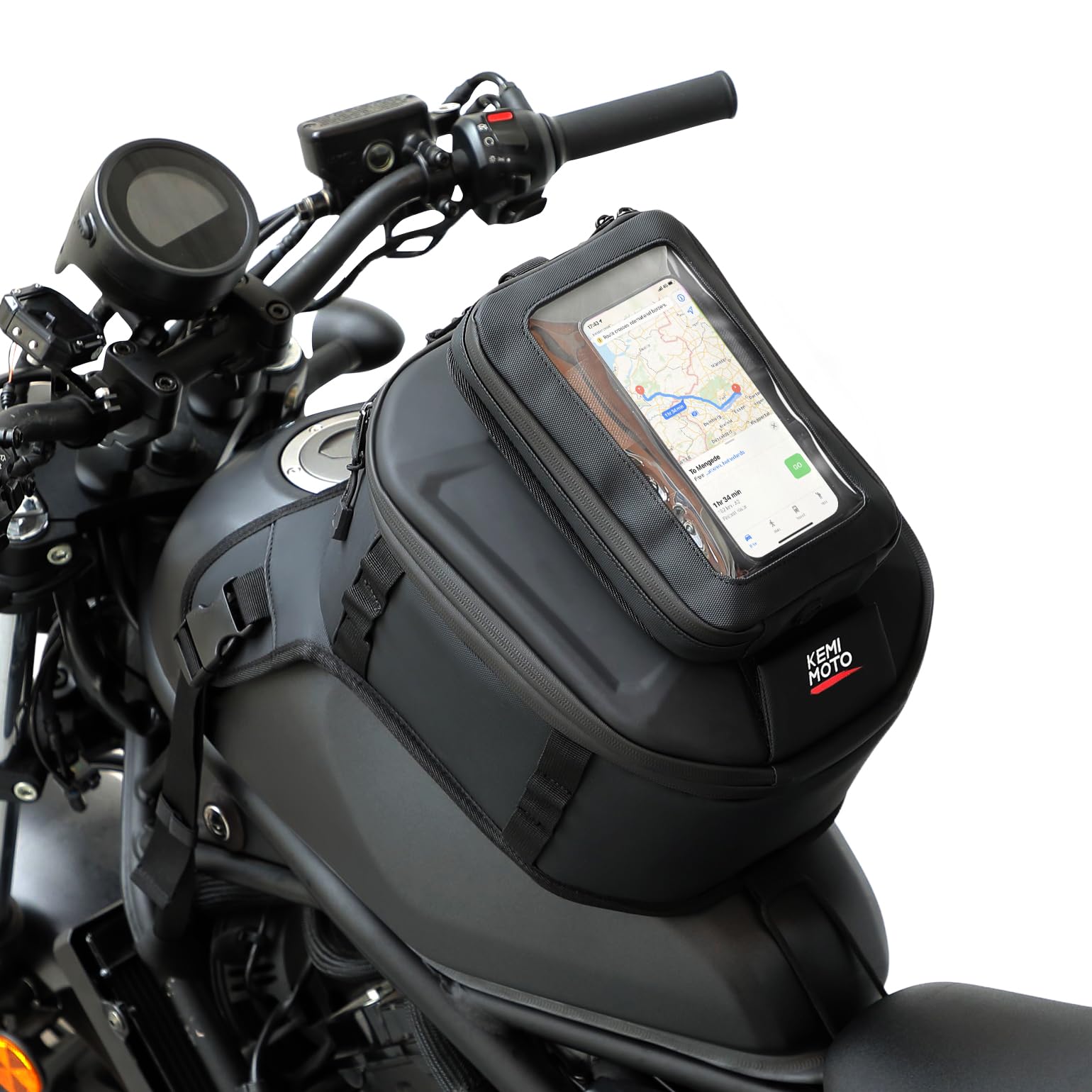 

KEMIMOTO Motorcycle Tank Rain Removable Cell Phone Map Large Durable and Universal Bag, 13-16L Expandable, Cover, Bag, Pocket, Opening, Waterproof,