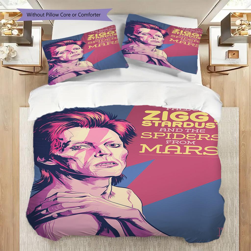 David Bowie Legendary Icon Threepiece Set 1 Duvet Cover 2 Pillowcase Without Core Bedding Set Soft And Comfortable Christmas Birthday Gift
