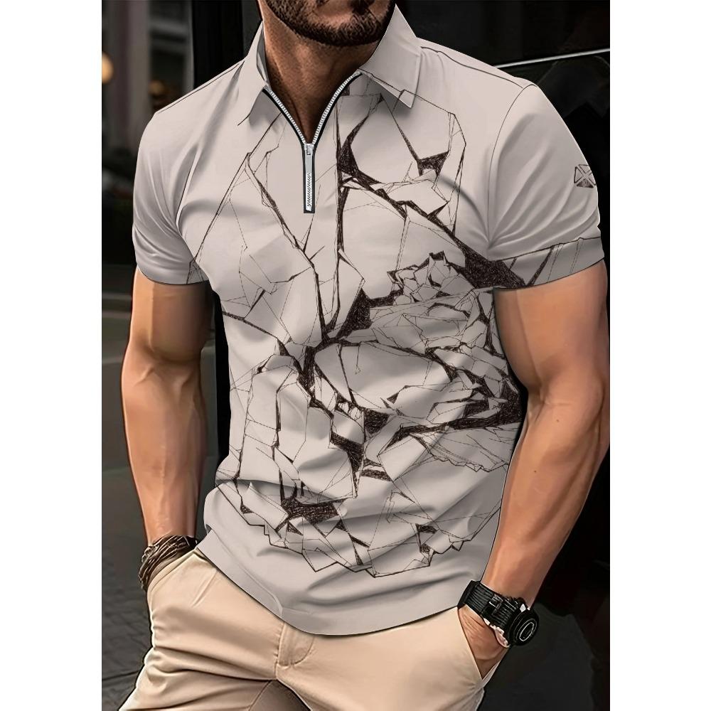 

Мужская полосатая рубашка с принтом, поло с коротким рукавом, повседневная, большая, модная, летняя новинка XL