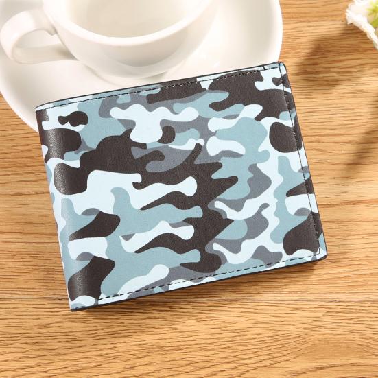 Herren Tarnung Brieftasche Schlanke Kartenbrieftasche mit Ausweisfenster Kurze Zweifach-Brieftasche mit Mehreren Kartenfächern und Geldscheinfach Geschenk für Ehemann Vater