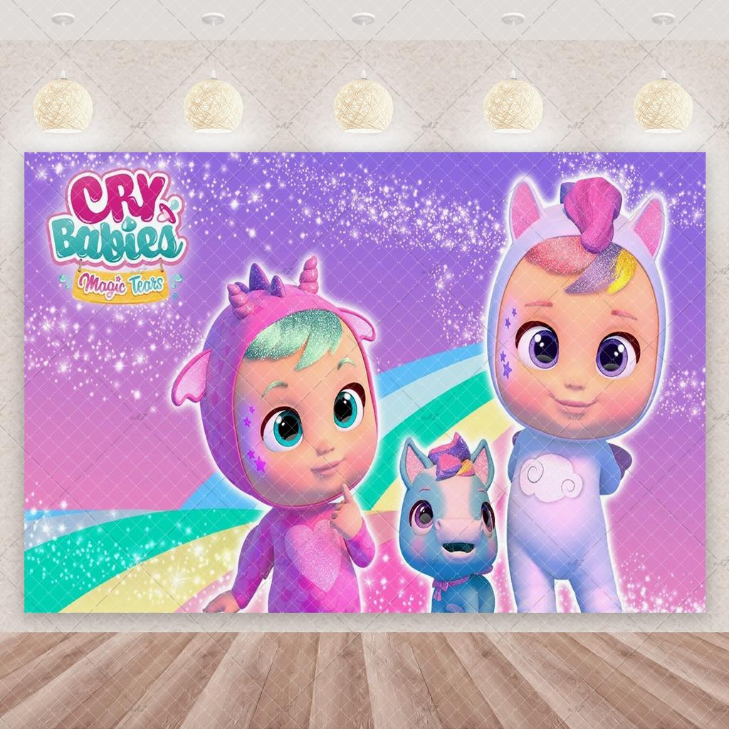 Cartoon Cute Cry Babiesed Birthday Party Decorations Lovely Blind Box Doll Backdrop Baby Shower Supplies Child Room Wall Hanging