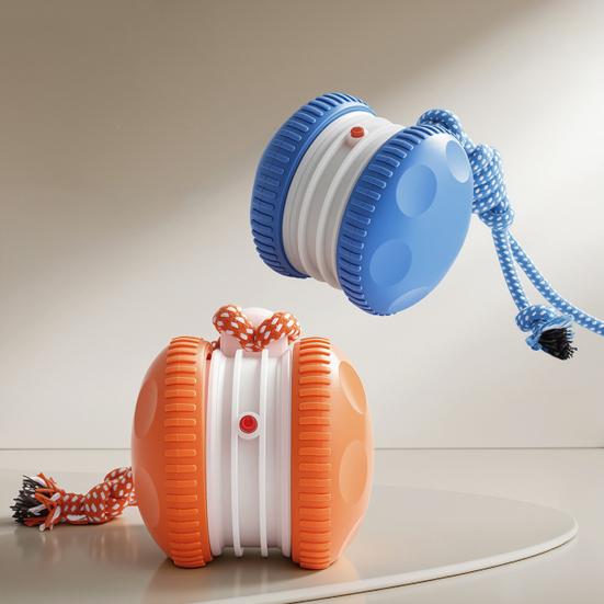 Turlająca się zabawka dla psa 2 ustawienia prędkości Automatycznie turlająca się zabawka dla zwierząt domowych Elektryczna interaktywna zabawka dla psa Piłka ze sznurkiem dla małych średnich psów kotów Zabawa Ulga w nudzie