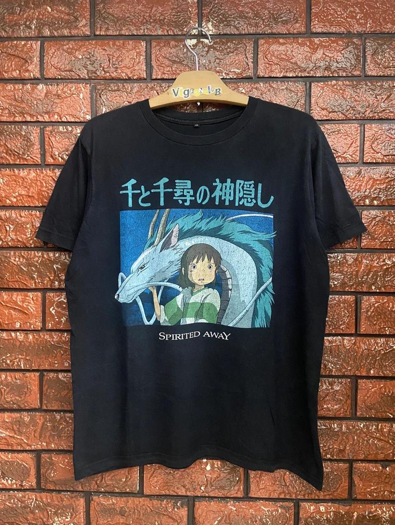 

2025 Men T-shirt Japanese Anime Spirited Away Vintage Short Sleeve Loose Tshirt Cotton Print Summer Men Tee Tops Free shipping 4XL