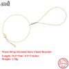 EFFIE QUEEN 925 Solid Sterling Silver Water Drop Zirconia Chain Bracelet Fashionable Jewelry for Women Party Celebration APV03