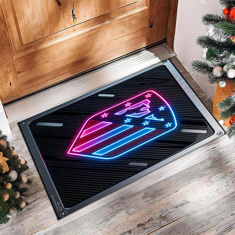 Atletico Madrid Printed Flannel Area Rug Non Slip Soft Polyester Floor Carpet Indoor Decor Mat for Bedroom Living Room Sofa Game Room Home Decoration