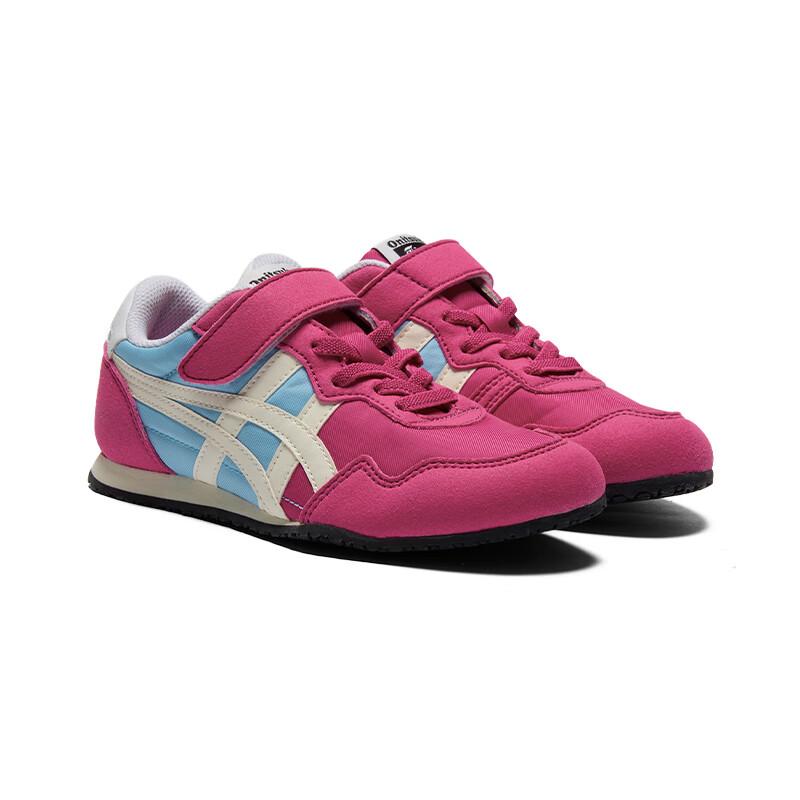 ONITSUKA TIGER Synthetic Leather Fabric Comfortable Versatile Non-Slip Wear-Resistant Low-Top Casual Shoes Kids Sneaker Pink Blue 1184A086-703