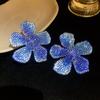 Silver Needle Diamond Flower Stud Earrings Light Luxury High Temperament Earrings European and American Fashion Design Heavy Industry Earrings Women
