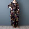 Dlouhý rukáv plus size bavlna vintage květinové novinka šaty pro ženy ležérní volné jarní podzimní šaty