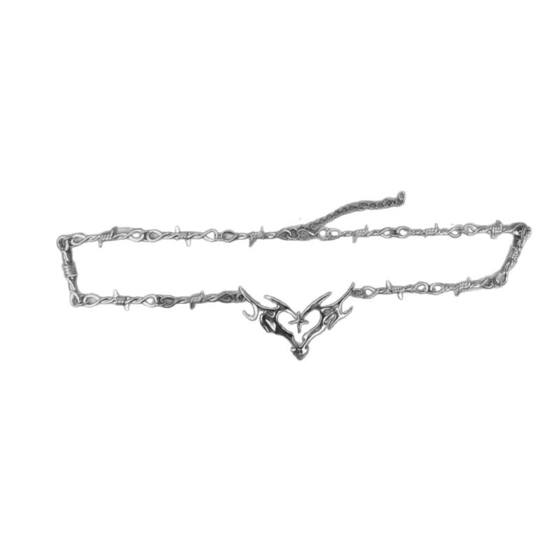 Thorn Flame Heart Hollow Out Necklace For Hip Hop Style Subculture Expression And Versatile Wear Parties Daily Outfits