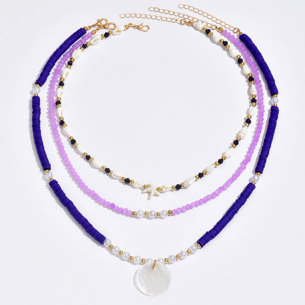 Bohemian Shell Necklace Set For Women Handmade Geometric Beach Jewelry Gift For Summer