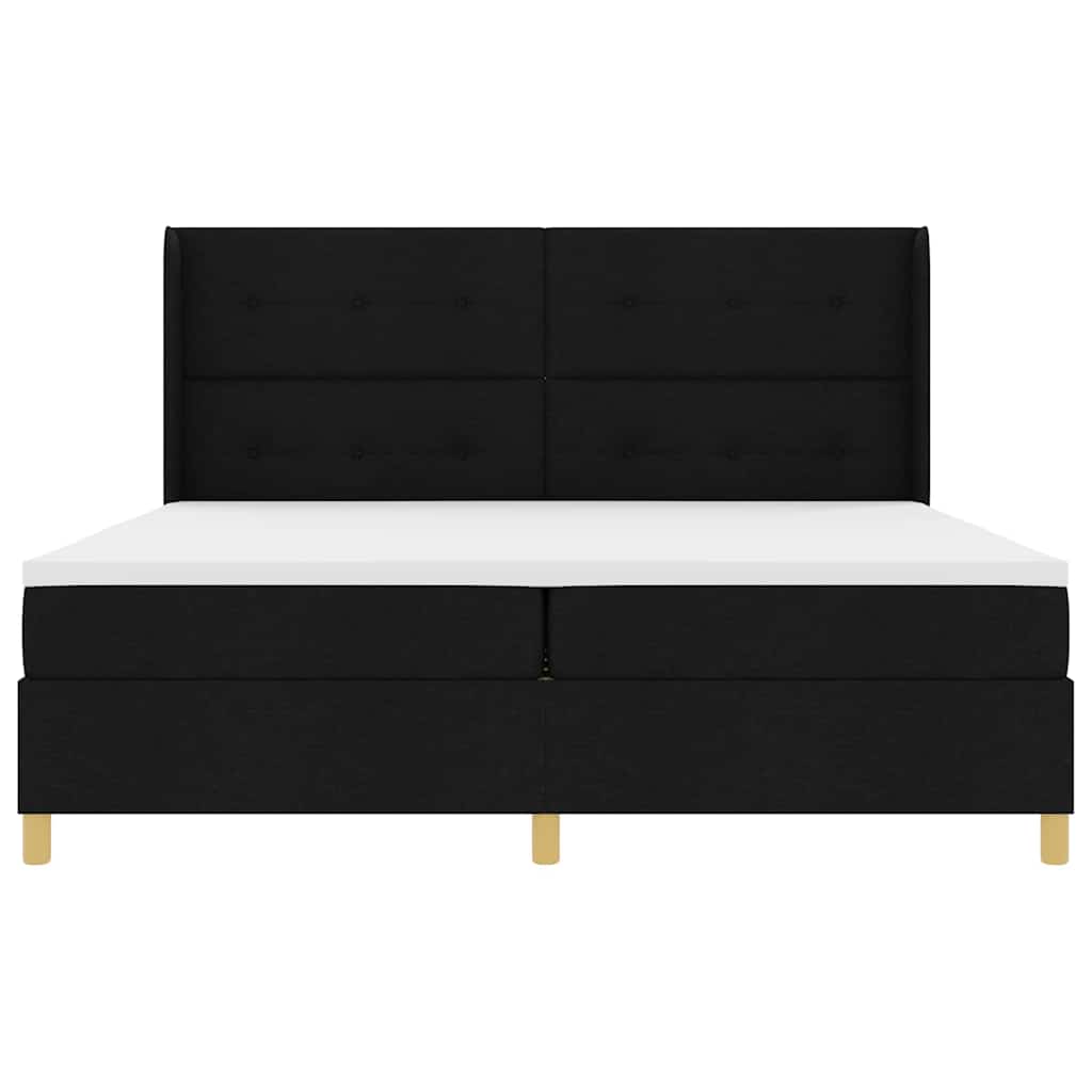 Boxspring Bed with Headboard Black 200 x 200 cm Fabric