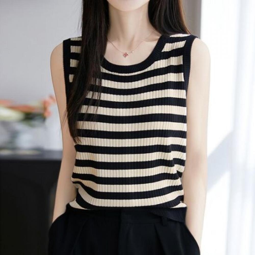 Navava Women Striped Sleeveless Knit Top Nk2930 1 + 1