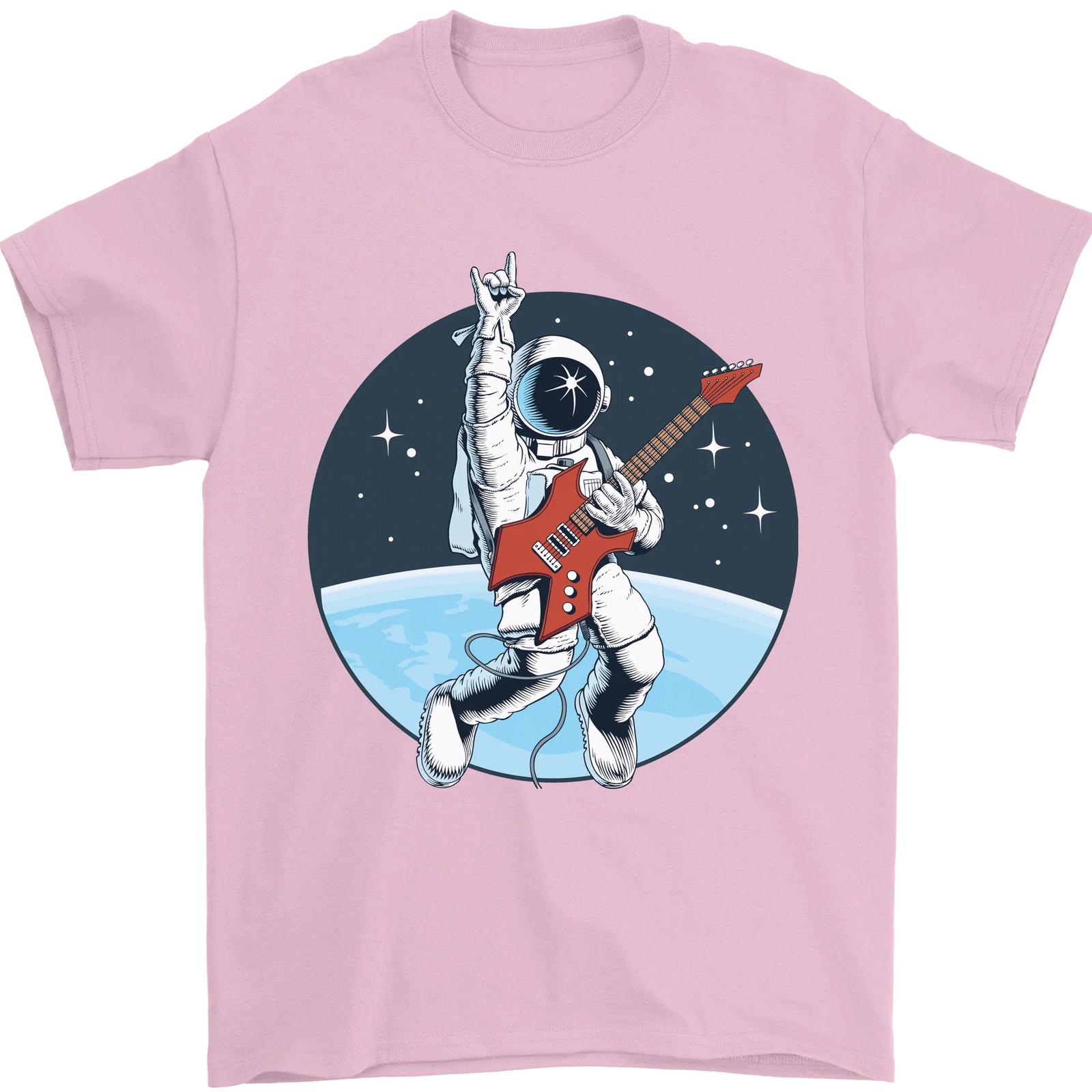 Space Rock Funny Astronaut Guitar Guitarist Unisexs TShirt Women Unisex Summer Fashion Casual Cotton Graphic T Shirts Streetwear S