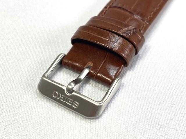 L07N012J0 SEIKO 22mm Leather Calfskin for and via Strap, Embossed, Brown, SRP713J1/ 4R36-04H0 others. (Ships Nekoposu)