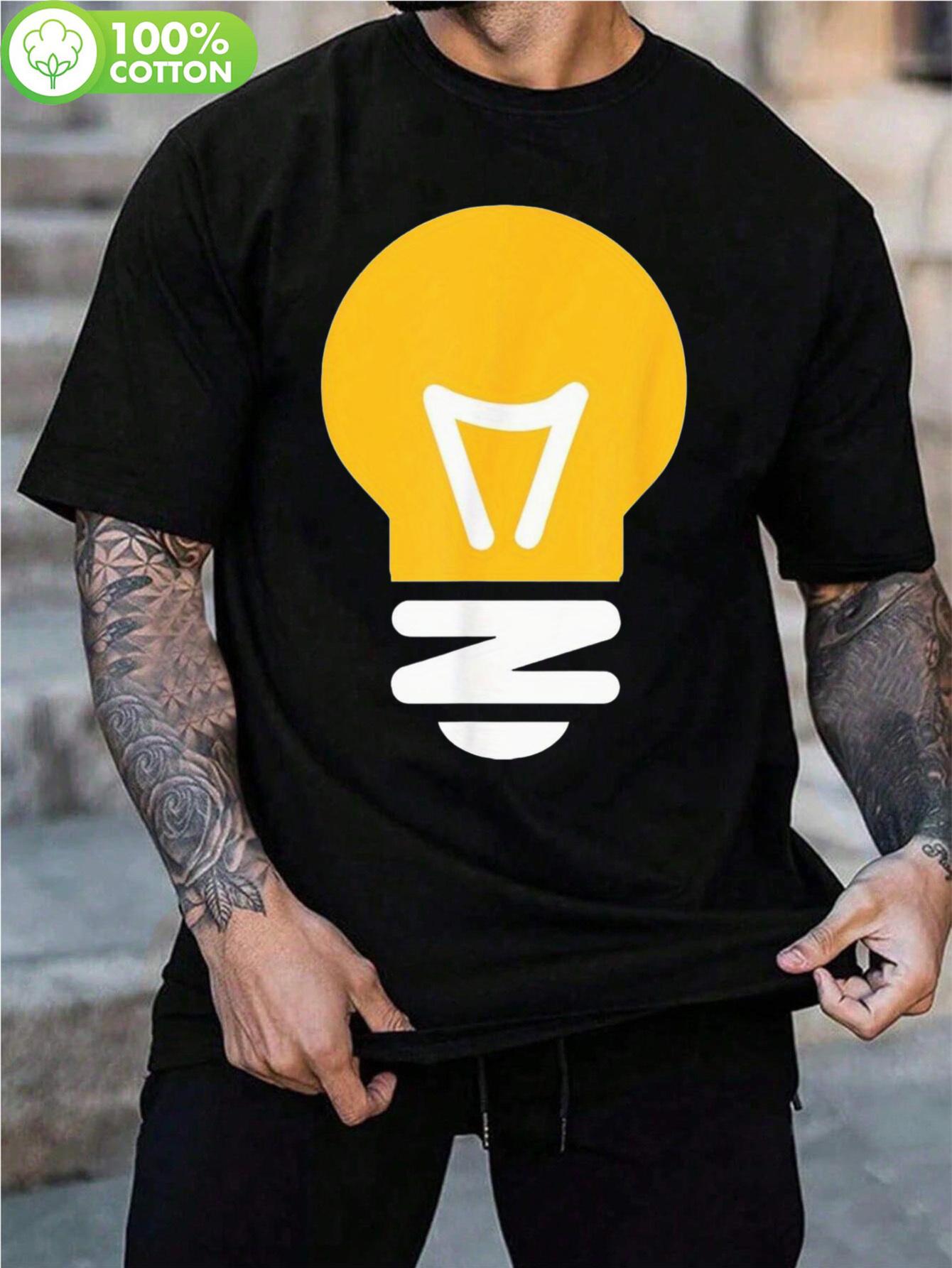 Light Bulb Graphic Cotton Tshirt - 180GSM Soft Breathable... L