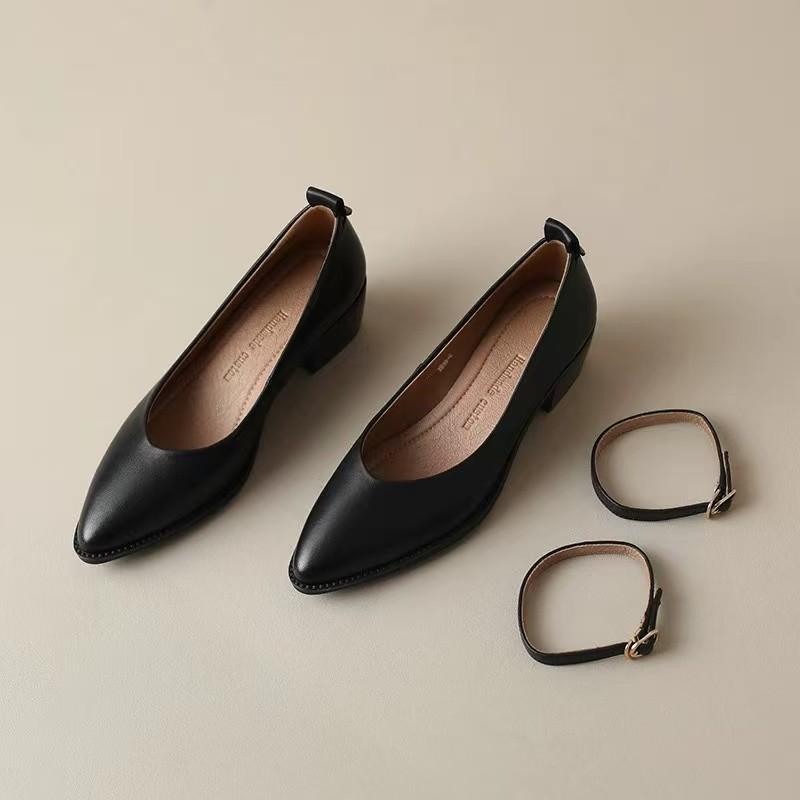 Single Pointed-toe Thick Heel Shoes, Shallow Toe Shoes, Elegant Shoes, Women s Shoes 35