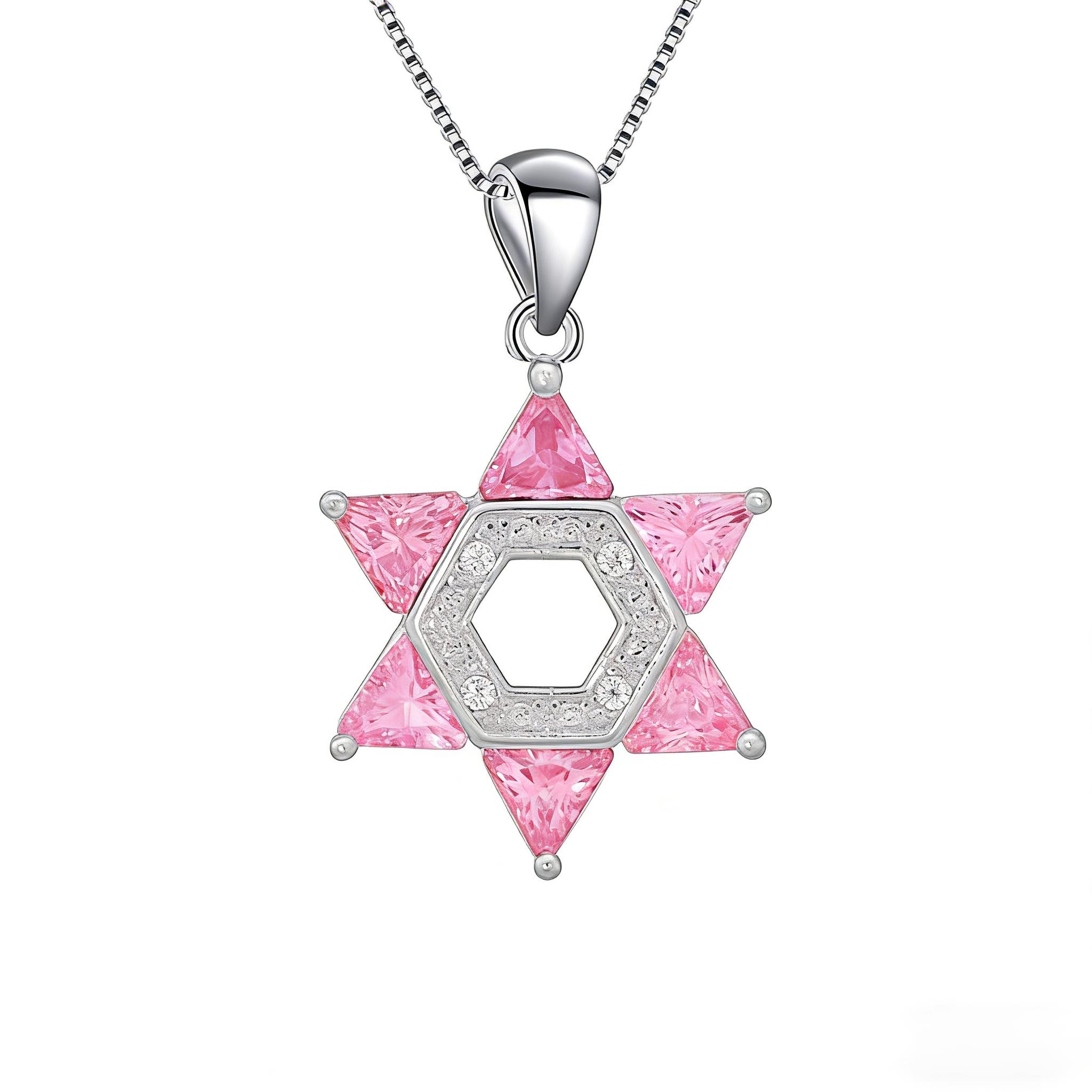 

Colorful Star of David Pendant Necklace for Women,Dainty Hexagram Choker with Cubic Zirconia,Trendy Bohemian Jewelry Gift for белый